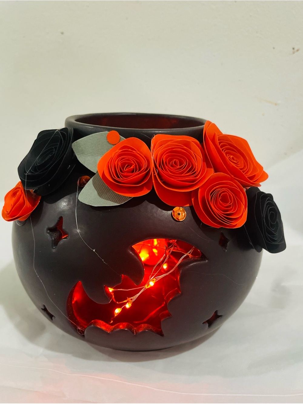 Bat lantern with fairy lights
